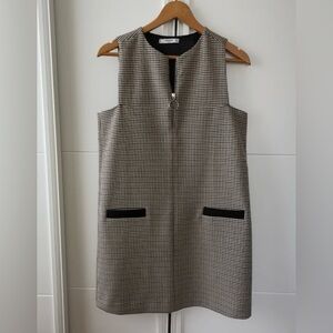 Mango Black and Gray Sheath Dress with Mock Neck